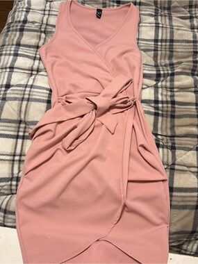 Windsor Dusty Rose One-Shoulder Wrap Tie Dress